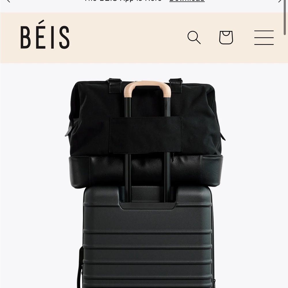 BEIS ‘The Weekender’ Black Travel Duffel Bag - Picture 2 of 5